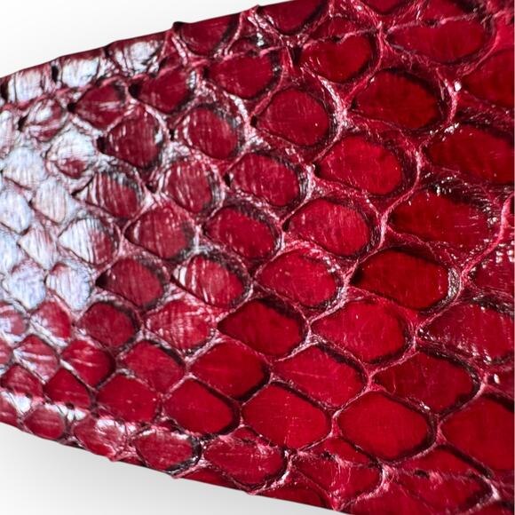 Vtg Alexis Kirk Belt Gold Ornate Buckle Red Snakeskin Leather Designer 80s main image 16